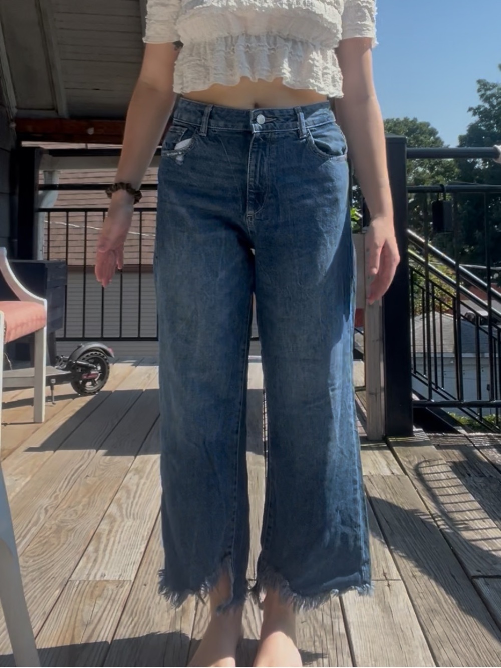 DL1961 Hepburn High Rise Wide Leg Raw Hem